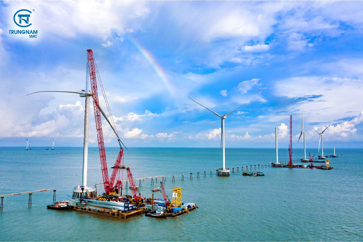 Thi công lắp đặt trên biển dự án điện gió Đông Hải 1 - Trà Vinh